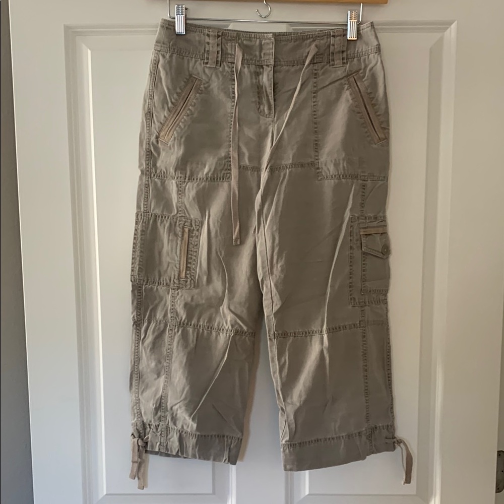 LOFT Tan Capris Lightweight Cotton Relaxed Fit
